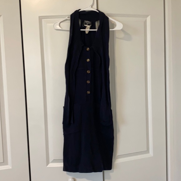 Chanel boutique vintage navy knit cutout dress with pockets - Picture 1 of 13